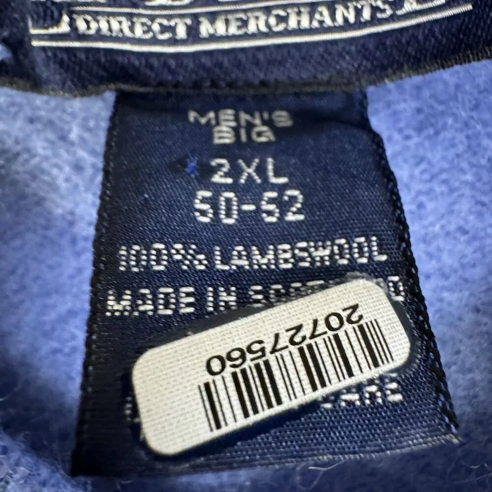 Lands’ End Men’s 2XL Blue V-Neck Sweater 100% Lambswool Pullover